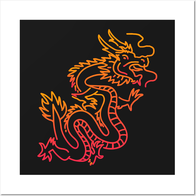 Trippy Psychedelic Chinese Dragon Wall Art by MeatMan